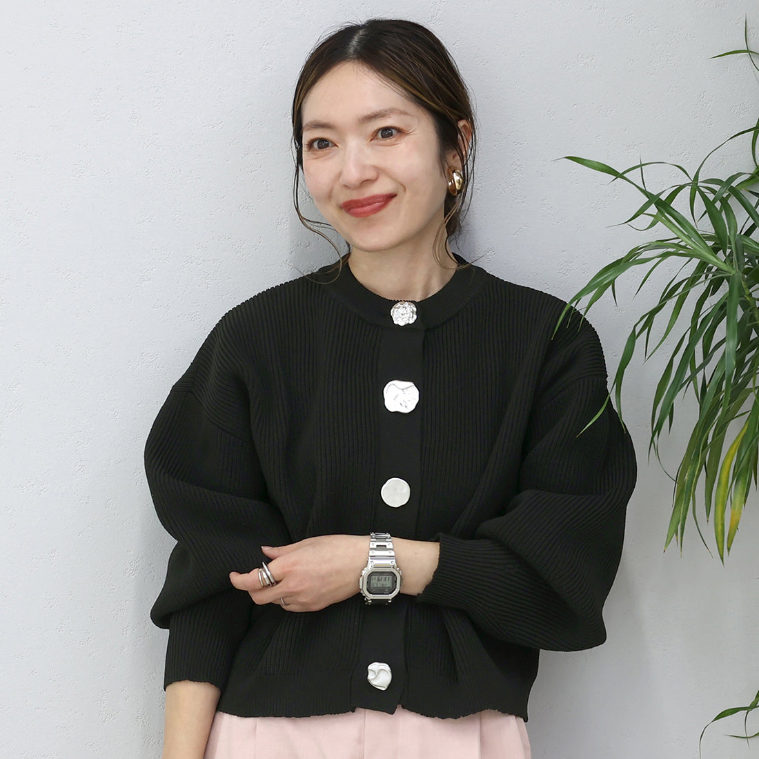 アレッタ ヴィータ Aletta vita 片畦編みマルチボタンニットカーディガン （アイボリー） アイボリー