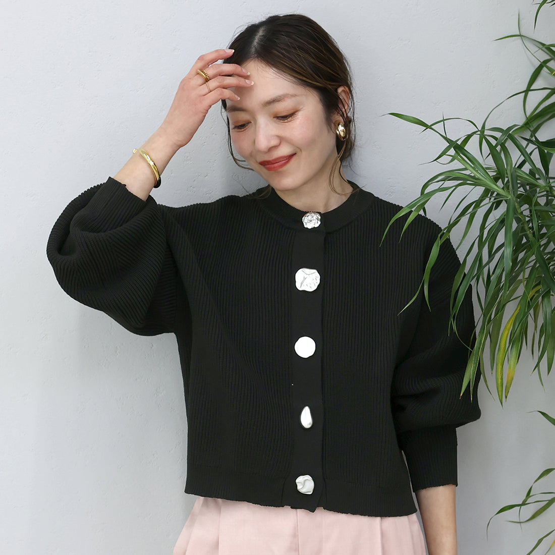 アレッタ ヴィータ Aletta vita 片畦編みマルチボタンニットカーディガン （アイボリー） アイボリー