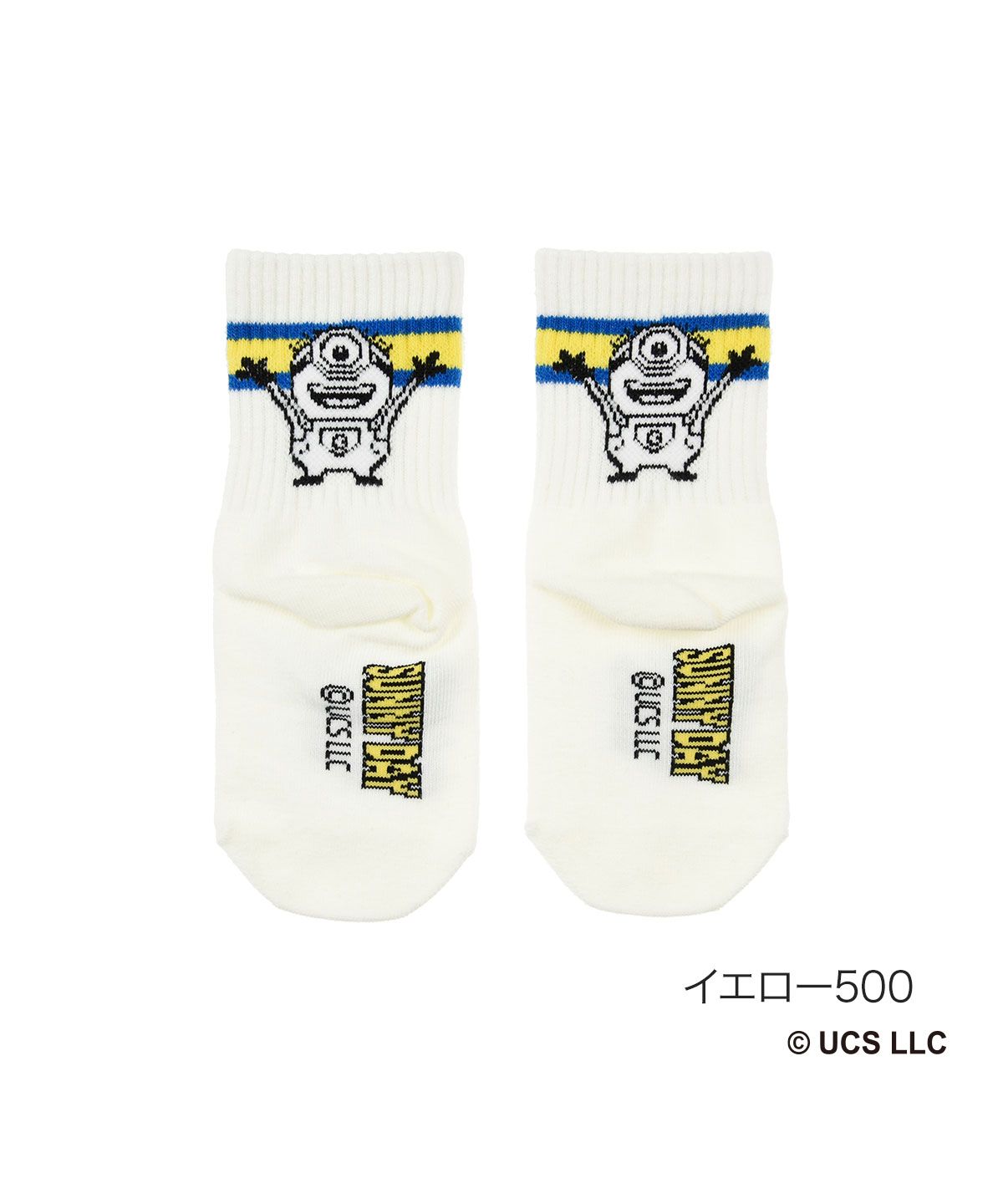 フクスケ fukuske ユニバーサル ： ミニオンズ ラインワンポイント ソックス クルー丈 リブ 子供 キッズ フクスケ fukuske 福助 公式