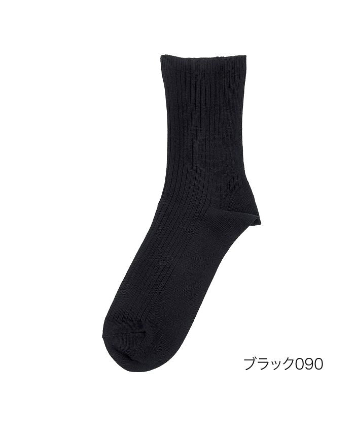 フクスケ fukuske 靴下 メンズ FUKURASHI  表糸綿100％ リブ クルー丈  37752w紳士 男性  フクスケ fukuske福助 公式,ブラック090