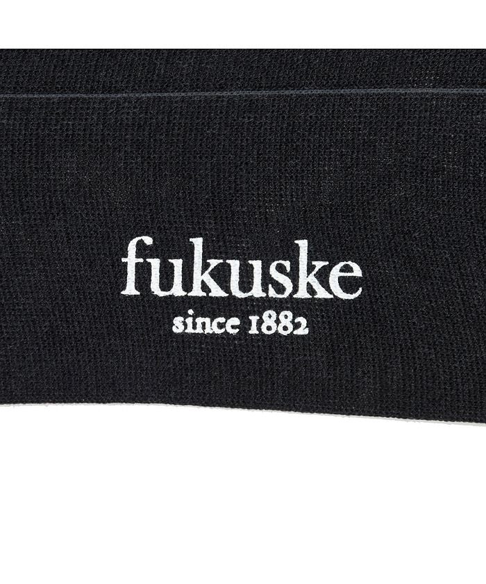 フクスケ fukuske 福助 公式 靴下 クルー丈 メンズ 福助 ストライプ ハイゲージ 足底片面ブランドロゴ転写プリント オーガニックコットン ビジネス 6F013紳士 男性