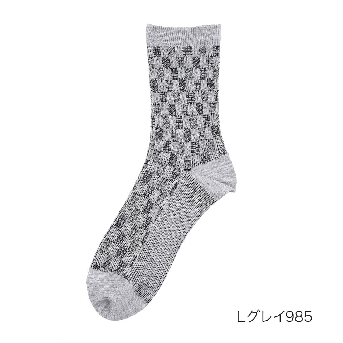 フクスケ fukuske 福助 【FUKURASHI】 靴下 ブロック柄 クルー丈 口ゴムなし紳士 男性 メンズ フクスケ fukuske ふくすけ
