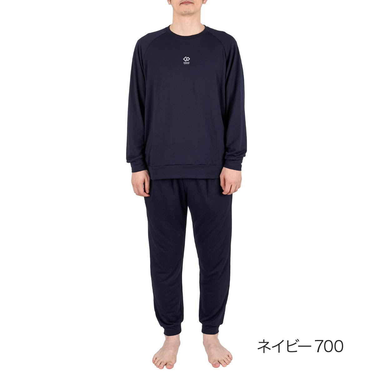 フクスケ fukuske 【Colantotte(コラントッテ)】 ルームウェア 無地 ワンポイント 上下セット 十分袖 十分丈 血行促進(HRT-6008)ネイビー700 S （ネイビー700） ネイビー700
