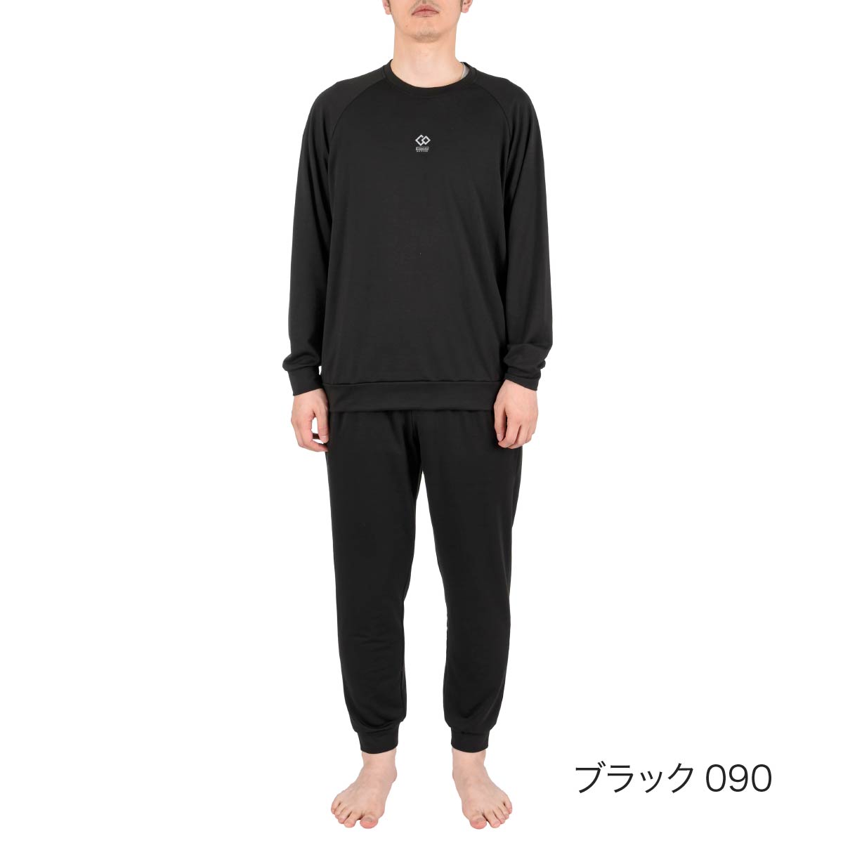 フクスケ fukuske 【Colantotte(コラントッテ)】 ルームウェア 無地 ワンポイント 上下セット 十分袖 十分丈 血行促進(HRT-6008)ブラック090 S （ブラック090） ブラック090