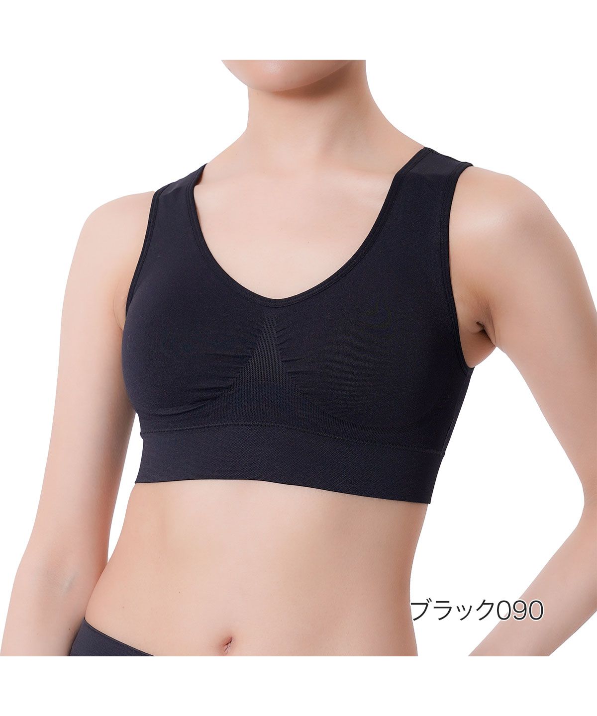 フクスケ fukuske 福助 公式 ハーフトップ ブラジャー レディース 福助 無地 立体設計 シームレス ナイトブラ ixr5001婦人 女性 フクスケ fukuske,ブラック090
