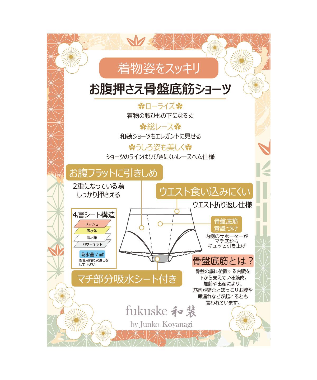 フクスケ fukuske 福助 公式 インナー レディース fukuske和装 お腹押さえ骨盤底筋ショーツ 401ー004bMサイズ Lサイズ ホワイト ブラック 女性 婦人 フ【返品不可商品】