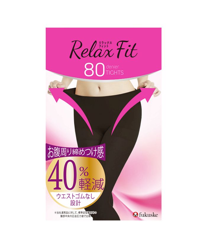 フクスケ fukuske 福助 公式 タイツ レディース おなかゆったり気分 ノンウエストゴム 80デニール タイツ 5足組 717q1265MーLサイズ ブラック 婦人 女性