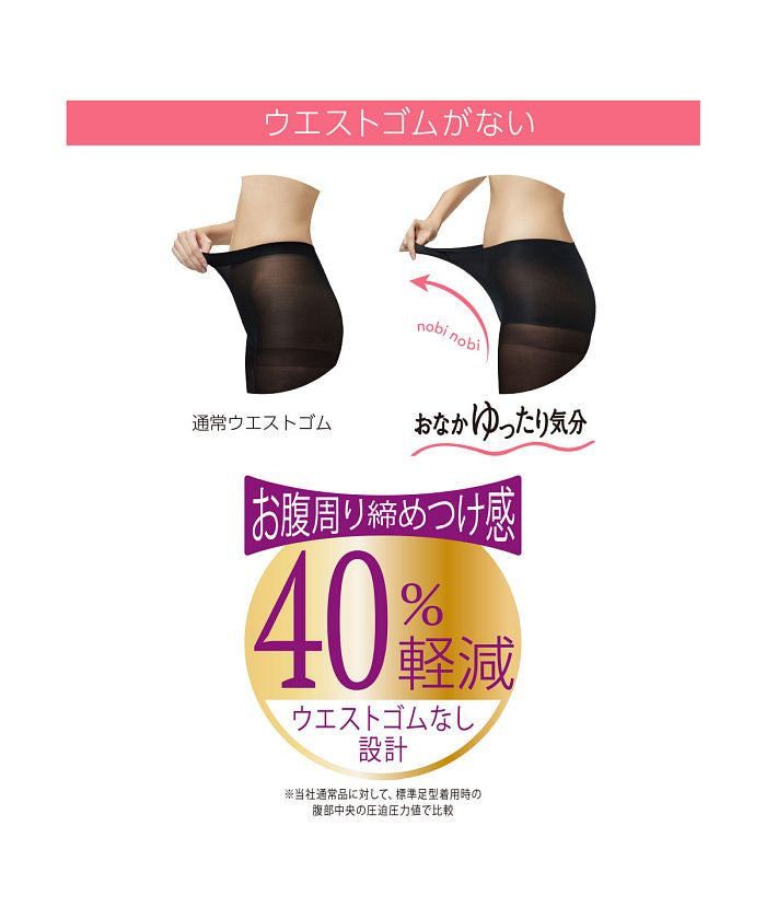 フクスケ fukuske 福助 公式 タイツ レディース おなかゆったり気分 ノンウエストゴム 60デニール タイツ 5足組 717q1255MーLサイズ ブラック 婦人 女性  （ブラック090） ブラック090