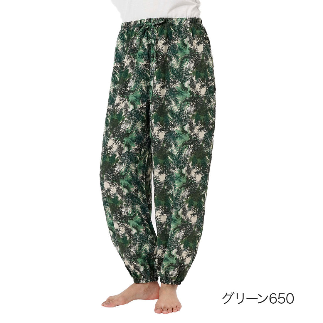 フクスケ fukuske 福助 【fukuske(フクスケ) 】 ジョガーパンツ ヘリンボーン柄 ボタニカル柄 (RMP0042)婦人 女性 レディース フクスケ fukuske ふくすけ （グリーン650） グリーン650