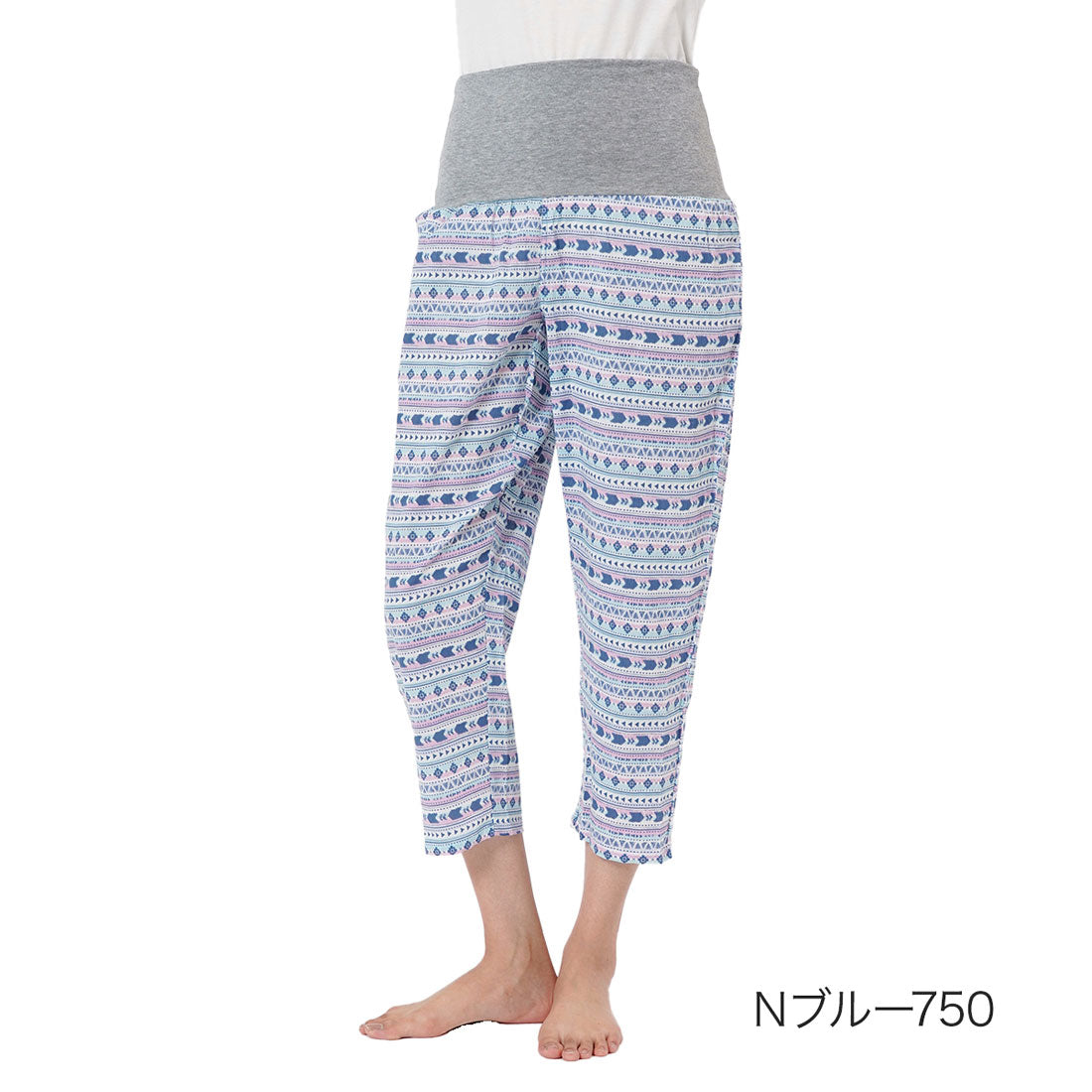 フクスケ fukuske 福助 【fukuske(フクスケ) 】 腹巻付パンツ ドット柄 エスニック柄 七分丈 腹巻付き(RMP0043)婦人 女性 レディース フクスケ fukuske ふくすけ （Nブルー750） Nブルー750