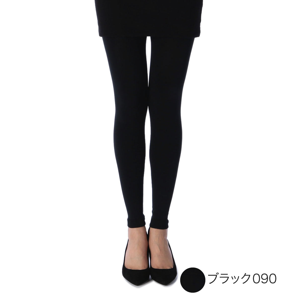 フクスケ fukuske 【デイリー満足】 レギンス 無地 10分丈 後長マチ付き(090-4221)ブラック090 M （ブラック090） ブラック090