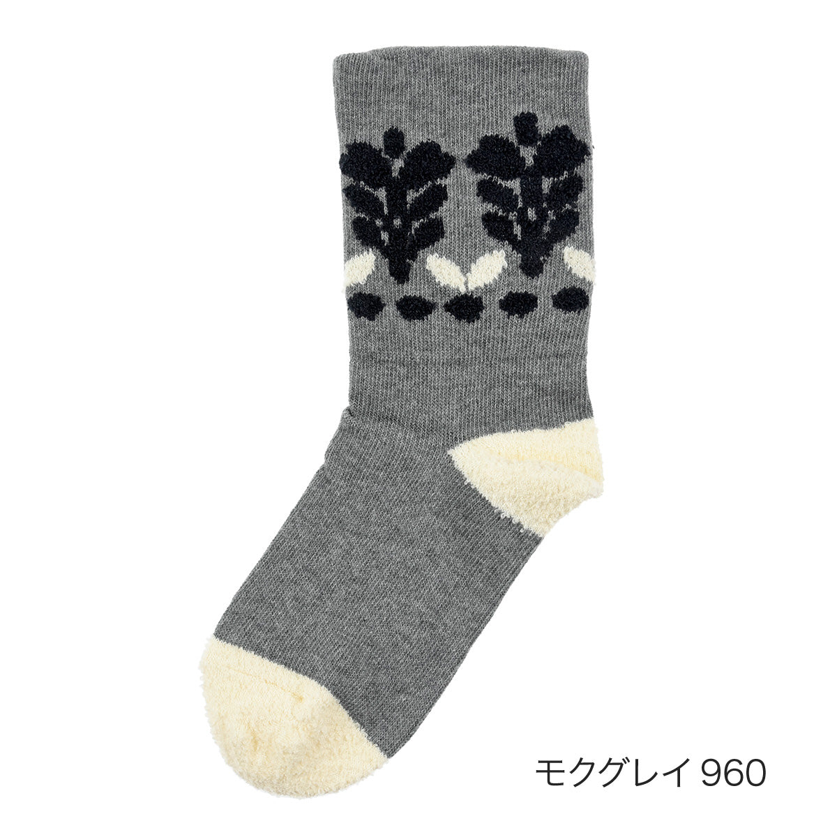 フクスケ fukuske 【fukuske(フクスケ) 】 靴下 The Spirit of mottainai プリント クルー丈 内側シルク(3163-245)モクグレイ960 M （モクグレイ960） モクグレイ960