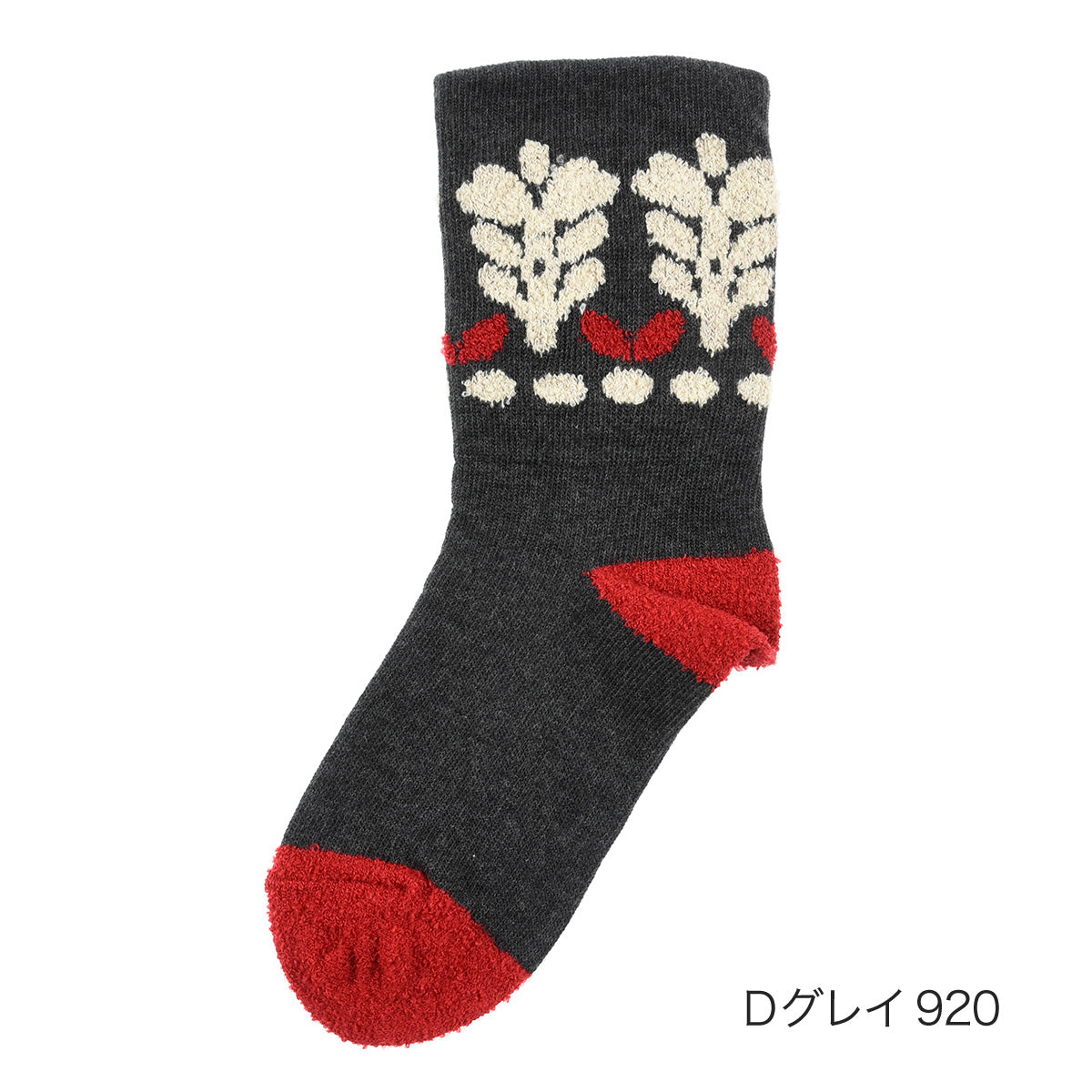 フクスケ fukuske 【fukuske(フクスケ) 】 靴下 The Spirit of mottainai プリント クルー丈 内側シルク(3163-245)Dグレイ920 M （Dグレイ920） Dグレイ920