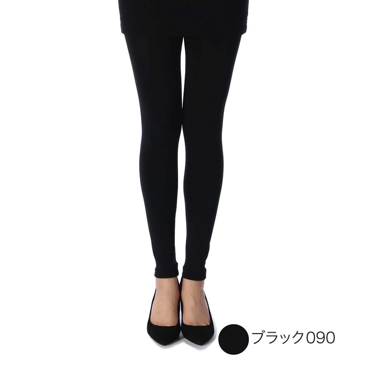 フクスケ fukuske 【デイリー満足】 レギンス 無地 10分丈 後長マチ付き(090-4321)ブラック090 M （ブラック090） ブラック090