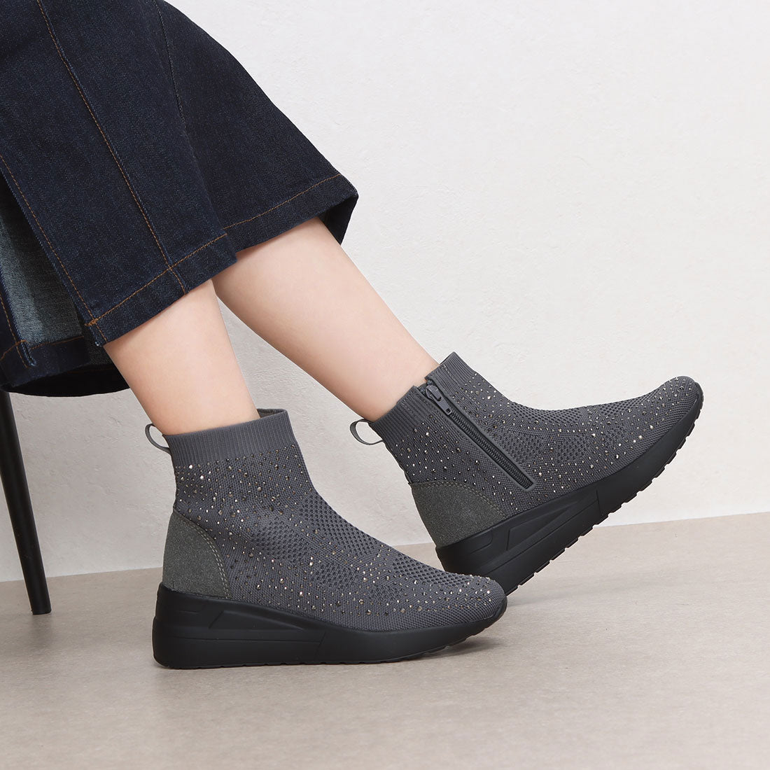 Gomu Gomu 56 Sparkly Knit High-Cut Sneakers