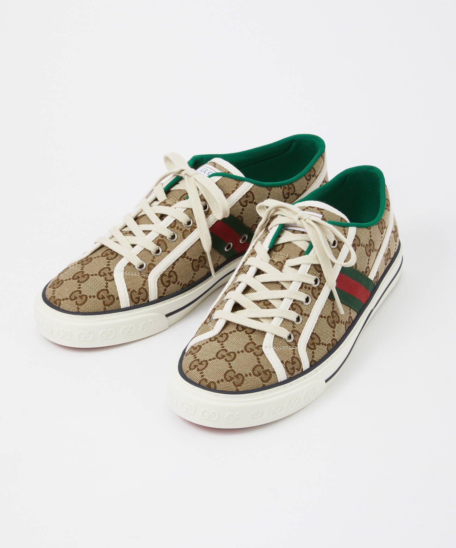 グッチ GUCCI 606111 HVK20 スニーカー メンズ シューズ テニス 1977 GGパターン キャンバス ローカット ラバー ベージュ×エボニー 28.5cm