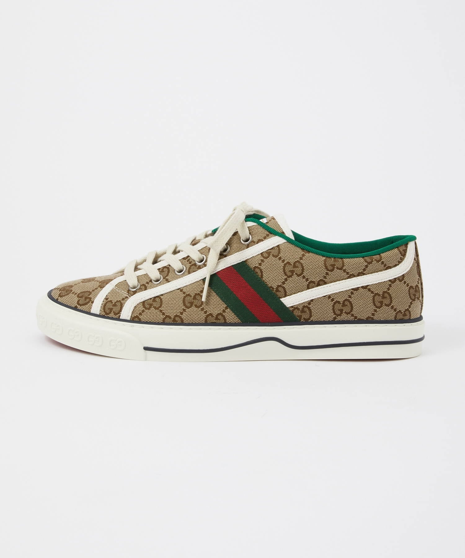 グッチ GUCCI 606111 HVK20 スニーカー メンズ シューズ テニス 1977 GGパターン キャンバス ローカット ラバー ベージュ×エボニー 28.5cm