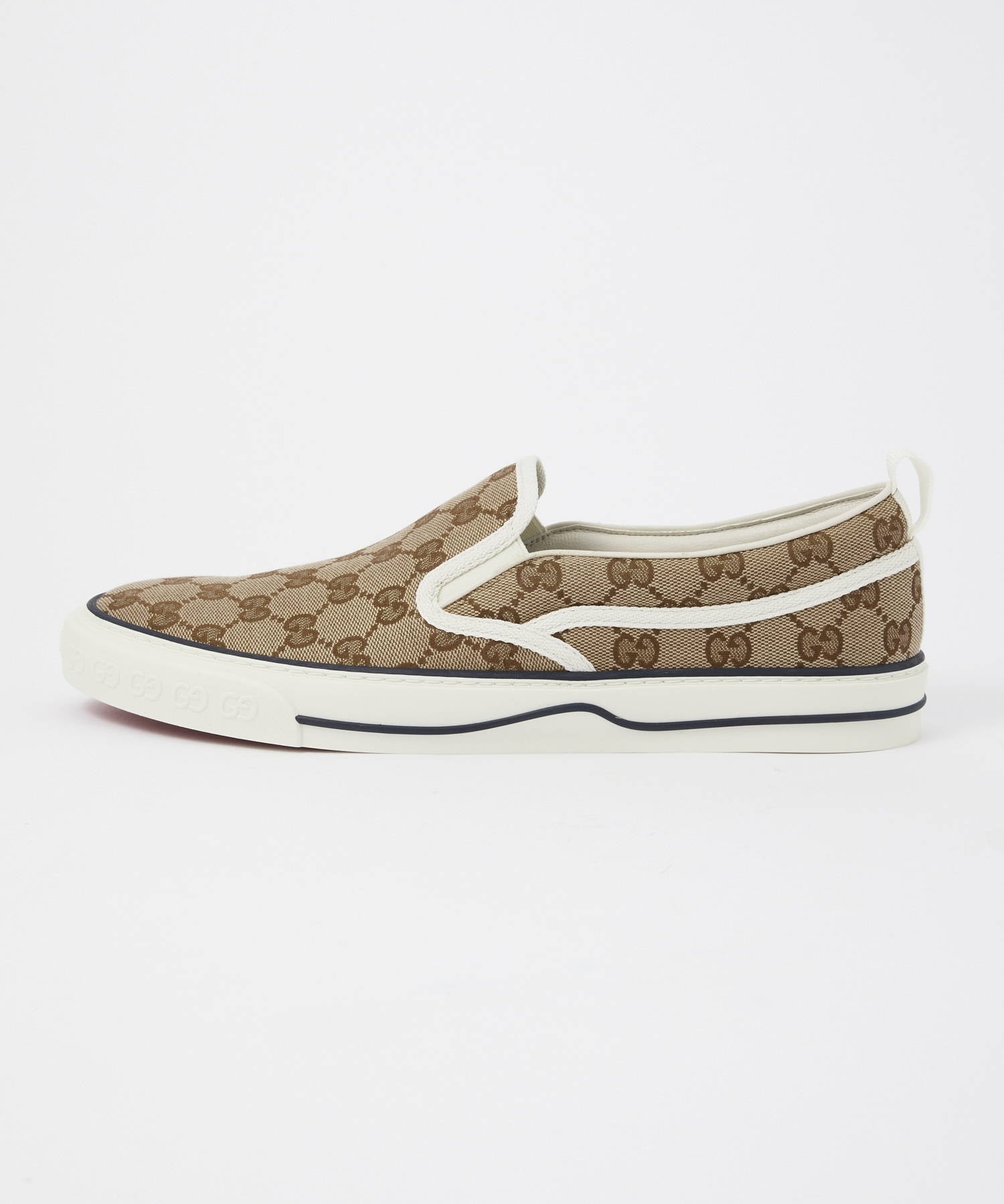 グッチ GUCCI 643489 2HK30 スニーカー メンズ シューズ スリッポン テニス 1977 GG キャンバス ローカット ラバー ベージュ×エボニー 27.0-28.5cm