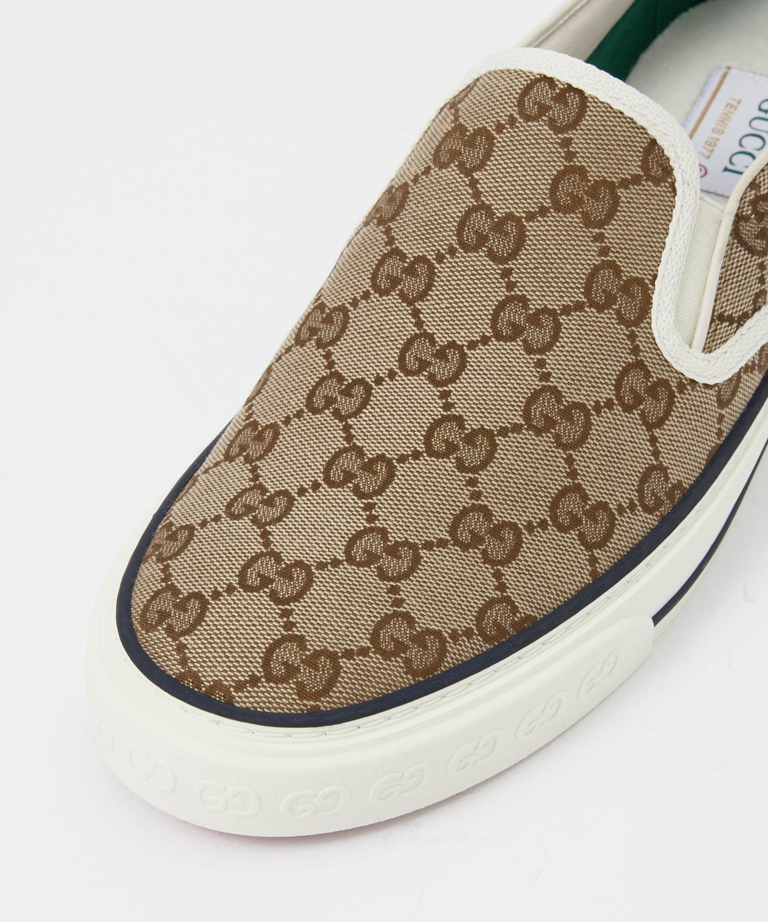 グッチ GUCCI 643489 2HK30 スニーカー メンズ シューズ スリッポン テニス 1977 GG キャンバス ローカット ラバー ベージュ×エボニー 27.0-28.5cm