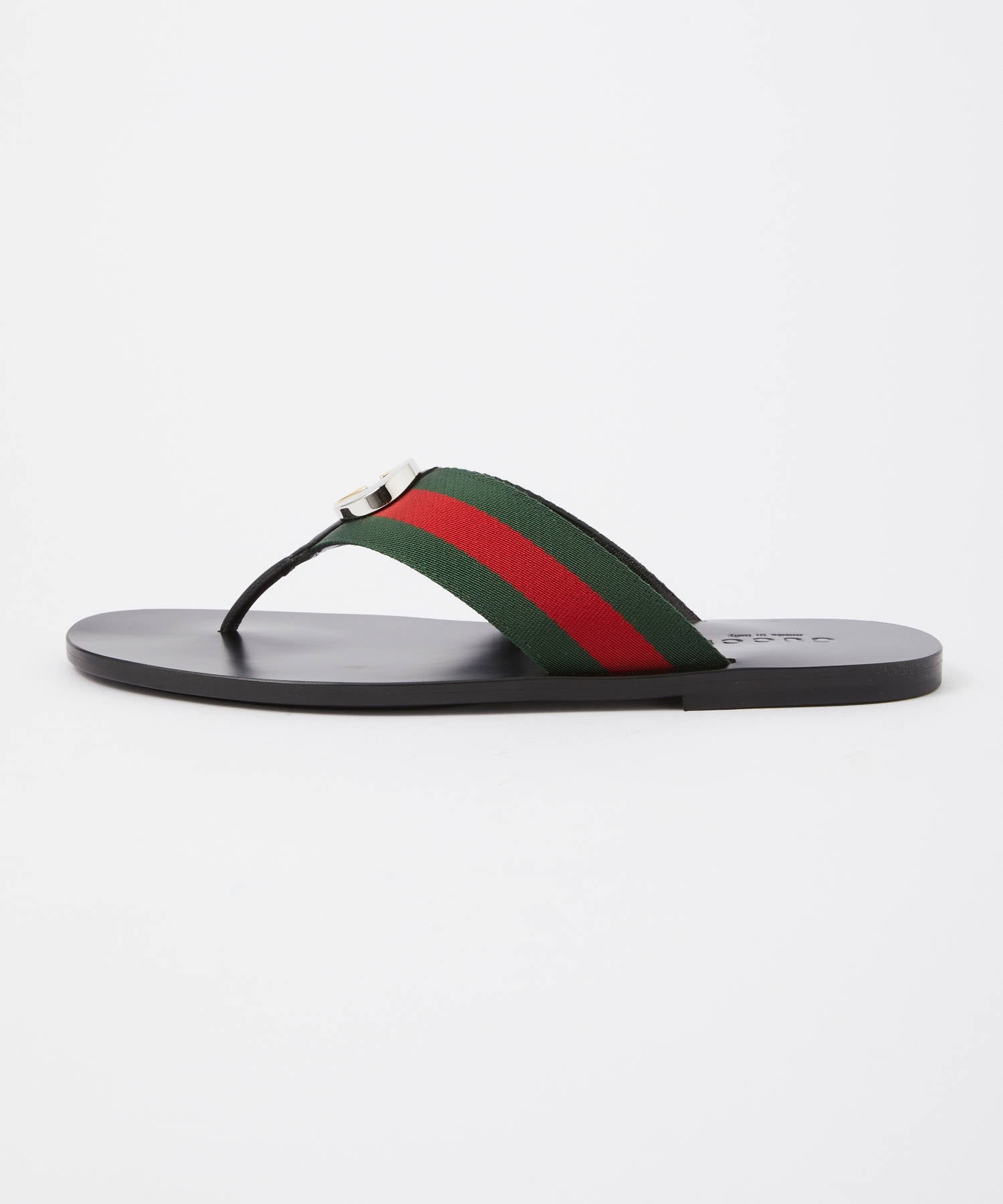 グッチ GUCCI 630307 H9020 サンダル メンズ シューズ トングサンダル ウェブ付き レザー クラシカル ストライプ ストラップ ブラック 27.0-28.5cm