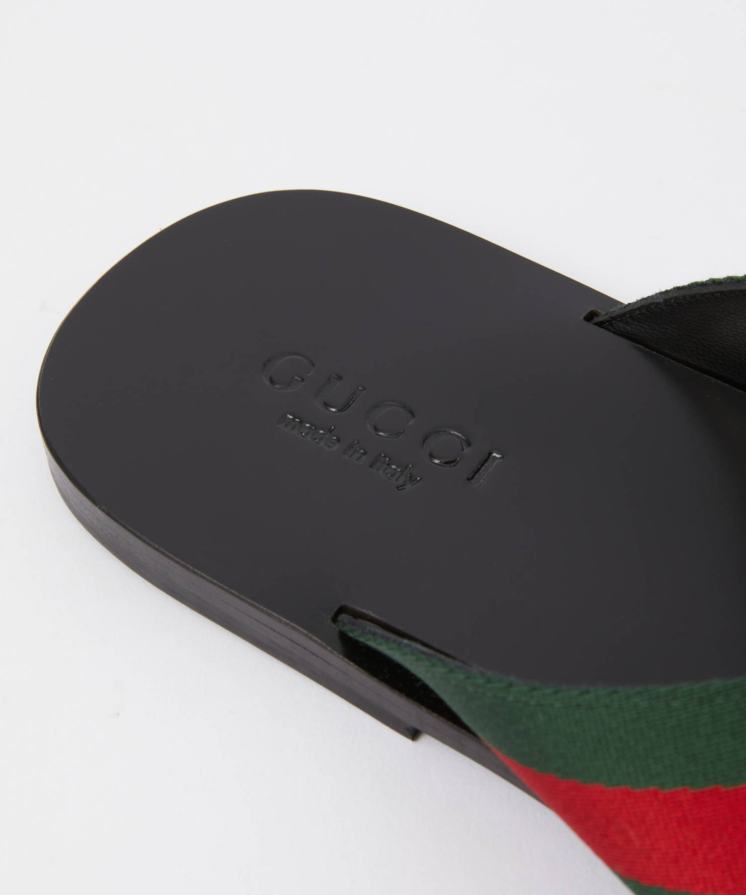 グッチ GUCCI 630307 H9020 サンダル メンズ シューズ トングサンダル ウェブ付き レザー クラシカル ストライプ ストラップ ブラック 27.0-28.5cm