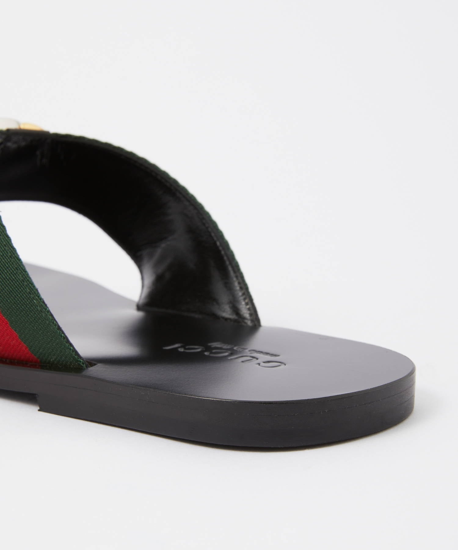 グッチ GUCCI 630307 H9020 サンダル メンズ シューズ トングサンダル ウェブ付き レザー クラシカル ストライプ ストラップ ブラック 27.0-28.5cm