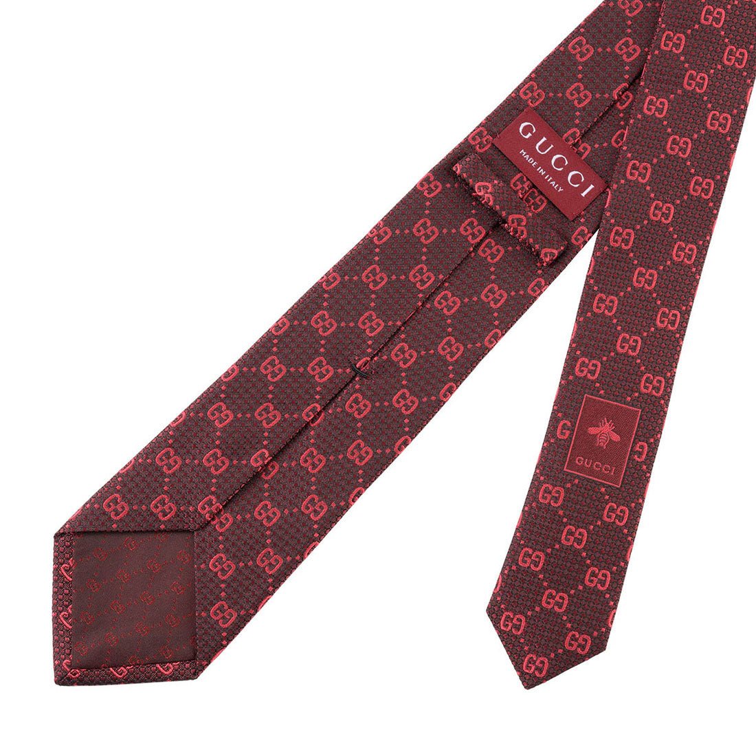 GUCCI Tie GG Pattern Silk Jacquard Tie 790227 4E009 6174 BORDEAUX AND