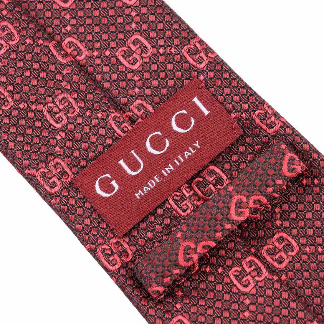 GUCCI Tie GG Pattern Silk Jacquard Tie 790227 4E009 6174 BORDEAUX AND