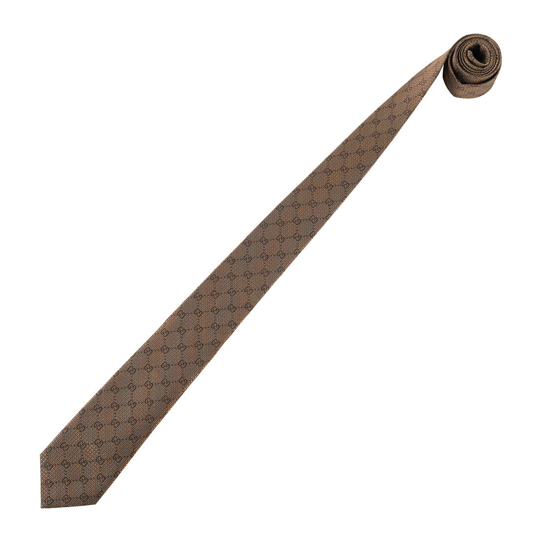 GUCCI Tie GG Pattern Silk Jacquard Tie 790227 4E009 2764 BROWN AND BEIGE