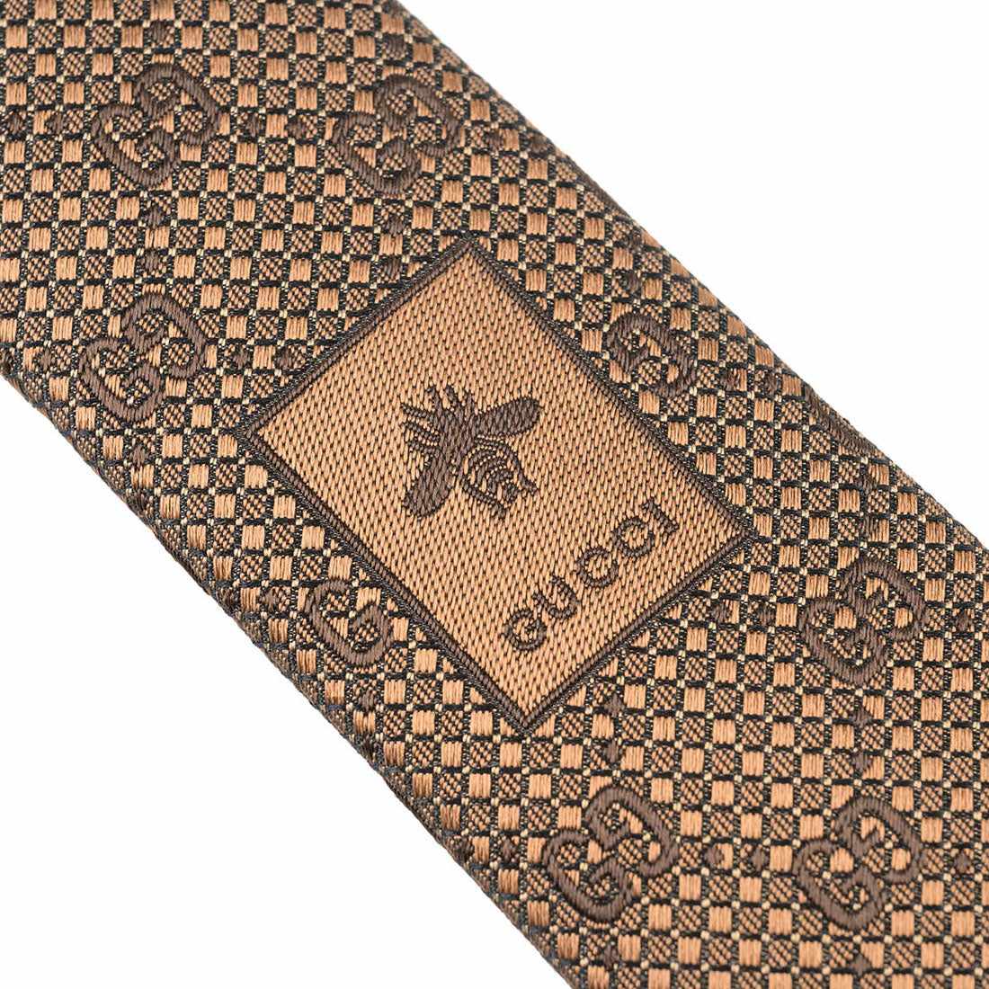 GUCCI Tie GG Pattern Silk Jacquard Tie 790227 4E009 2764 BROWN AND BEIGE