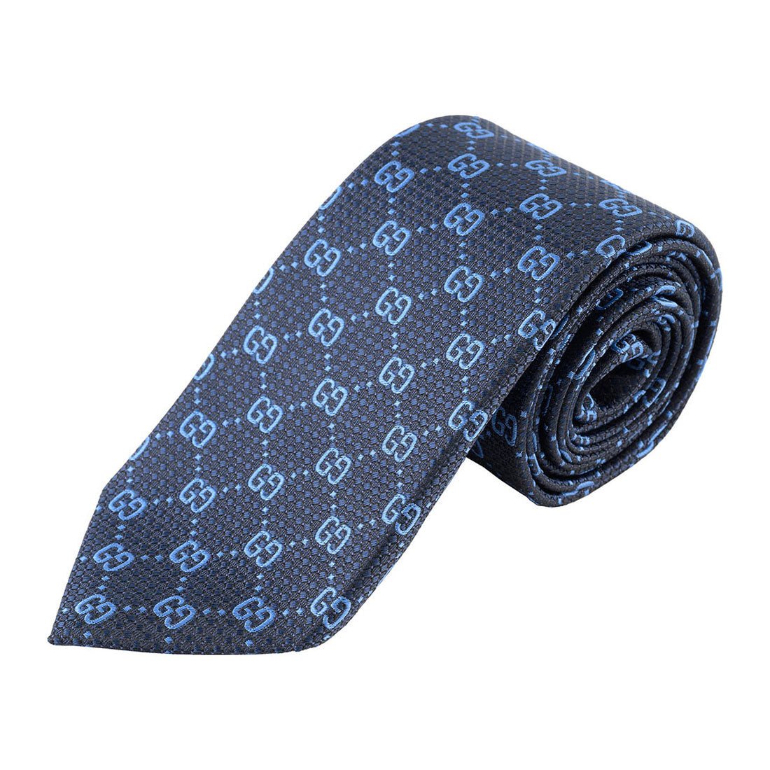 グッチ GUCCI ネクタイ GGパターン シルクジャカード ネクタイ 790227 4E009 4169 NAVY AND LIGHT BLUE