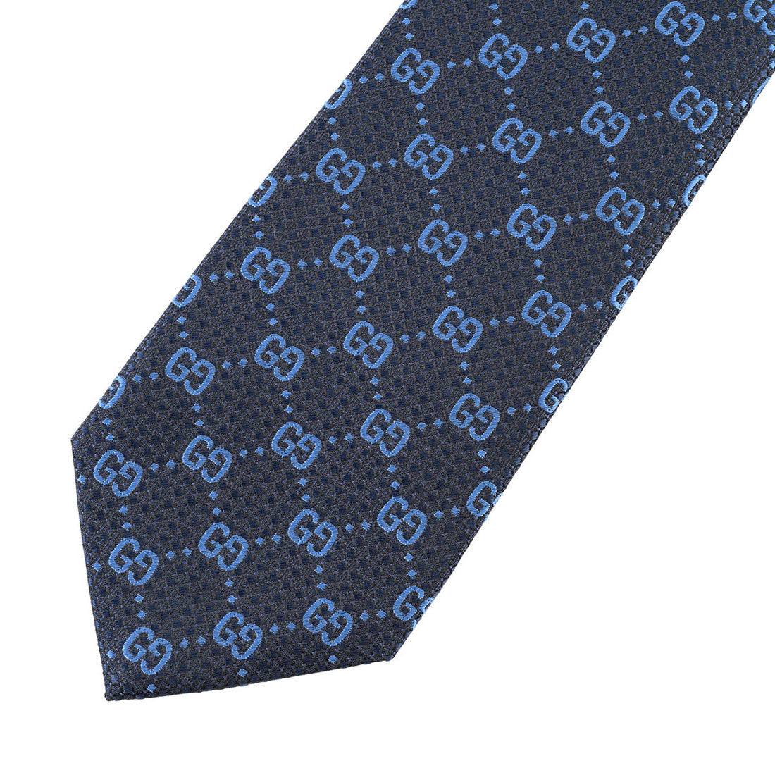 グッチ GUCCI ネクタイ GGパターン シルクジャカード ネクタイ 790227 4E009 4169 NAVY AND LIGHT BLUE
