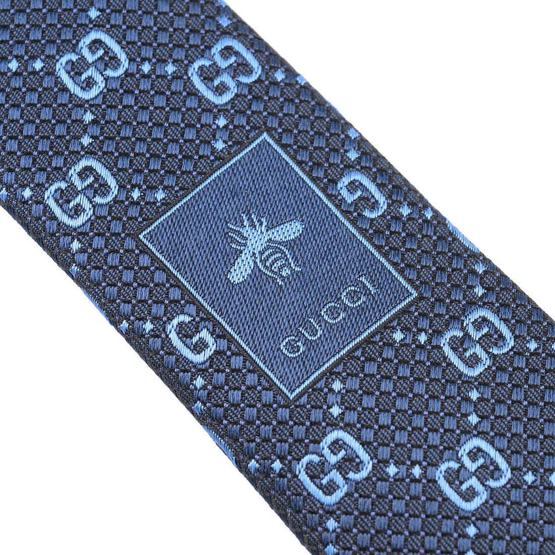 グッチ GUCCI ネクタイ GGパターン シルクジャカード ネクタイ 790227 4E009 4169 NAVY AND LIGHT BLUE