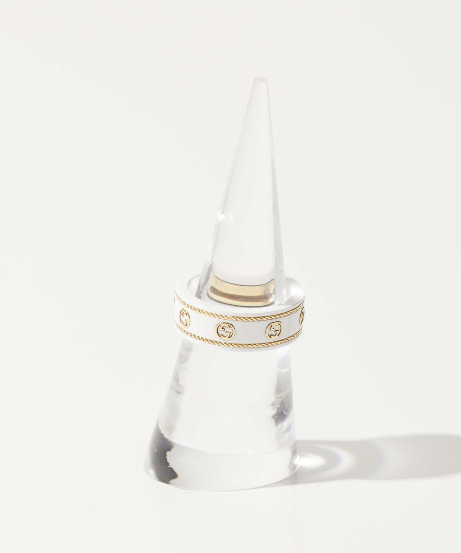グッチ GUCCI グッチ GUCCI 606826 J85V5 リング ICON RING IN YELLOW GOLD AND ZIRCONIA メンズ レディース アクセサリ （ホワイト） ホワイト