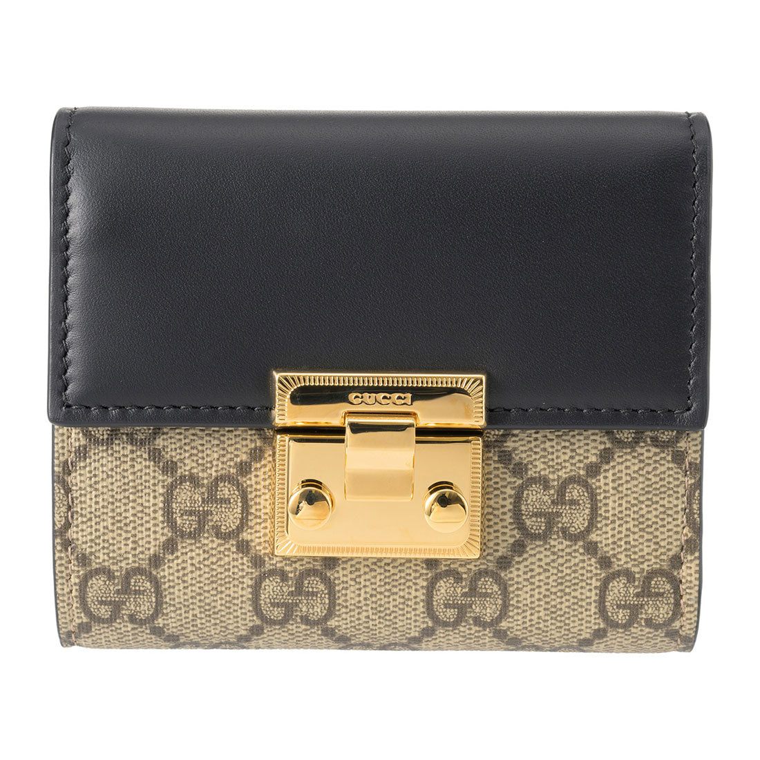 グッチ GUCCI 2つ折り財布 GGスプリーム パドロックウォレット 779799 KLQIG 8575 BLACK （ブラック） ブラック