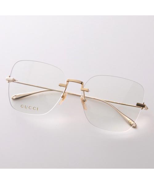グッチ GUCCI GUCCI メガネ GG1150O ウェリントン型 リムレス チェーン付き （001/ゴールド） 001/ゴールド