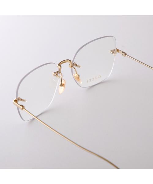 グッチ GUCCI GUCCI メガネ GG1150O ウェリントン型 リムレス チェーン付き （001/ゴールド） 001/ゴールド