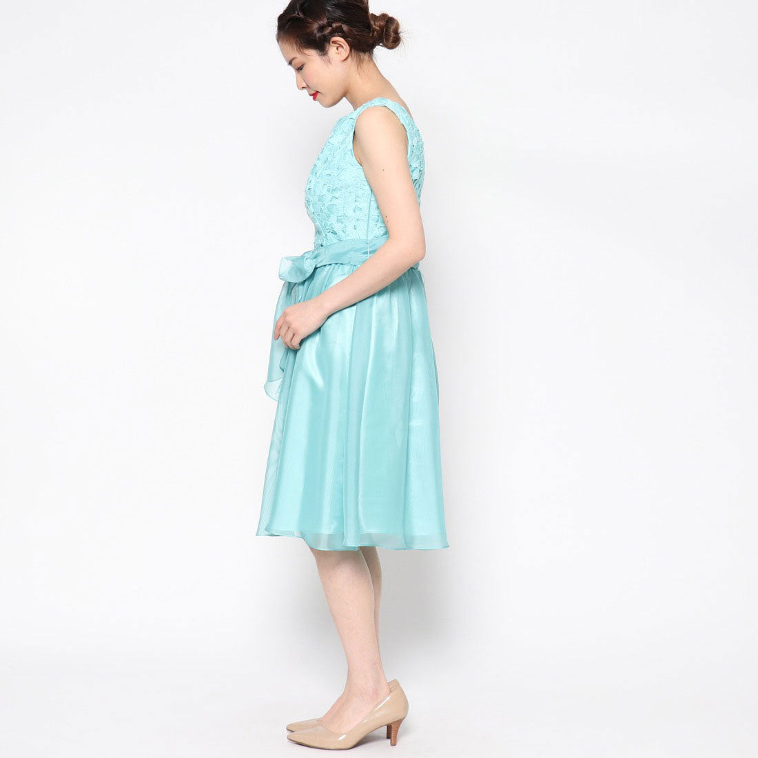ジュネビビアン Genet Vivien レースサッシュベルトドレス