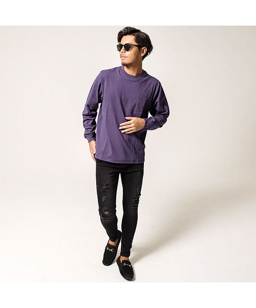 グッドウェア GOODWEAR Goodwear 重磅口袋大版型圓領長袖T恤 男士 薄長T Goodwear グッドウェア 重磅 口袋附