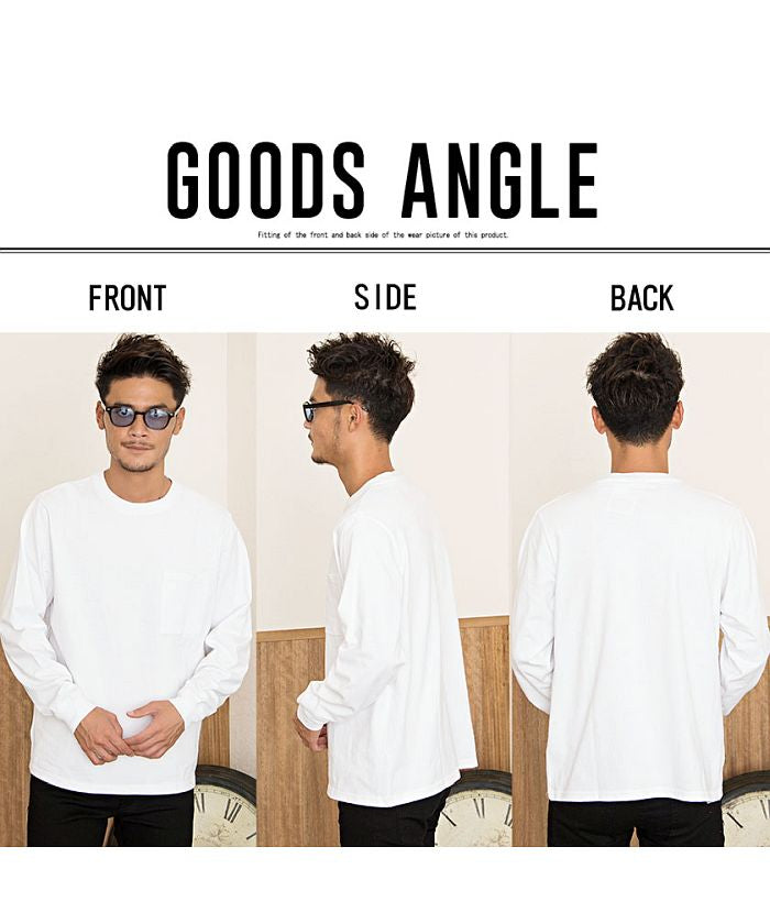 グッドウェア GOODWEAR Goodwear 重磅口袋大版型圓領長袖T恤 男士 薄長T Goodwear グッドウェア 重磅 口袋附