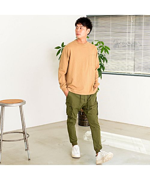 グッドウェア GOODWEAR Goodwear 重磅口袋大版型圓領長袖T恤 男士 薄長T Goodwear グッドウェア 重磅 口袋附