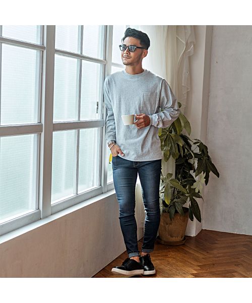 グッドウェア GOODWEAR Goodwear 重磅口袋大版型圓領長袖T恤 男士 薄長T Goodwear グッドウェア 重磅 口袋附