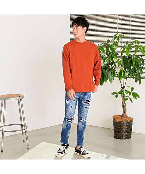 グッドウェア GOODWEAR Goodwear 重磅口袋大版型圓領長袖T恤 男士 薄長T Goodwear グッドウェア 重磅 口袋附