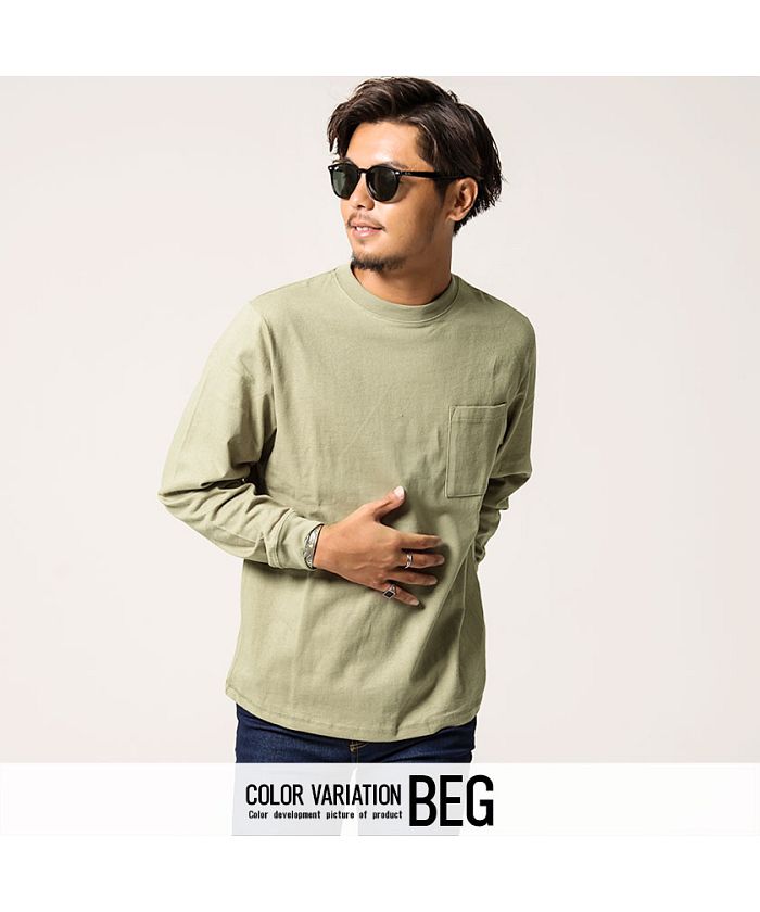 グッドウェア GOODWEAR Goodwear 重磅口袋大版型圓領長袖T恤 男士 薄長T Goodwear グッドウェア 重磅 口袋附