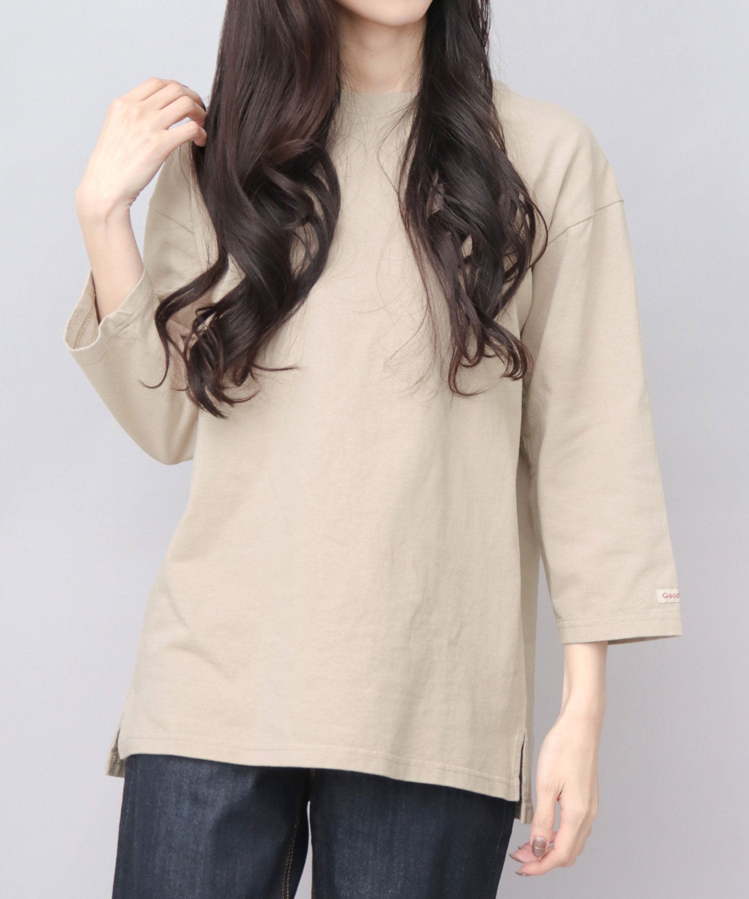 グッドウェア GOODWEAR 7.6オンス USAコットン 七分袖 Tシャツ レギュラーシルエット （グレージュ） グレージュ