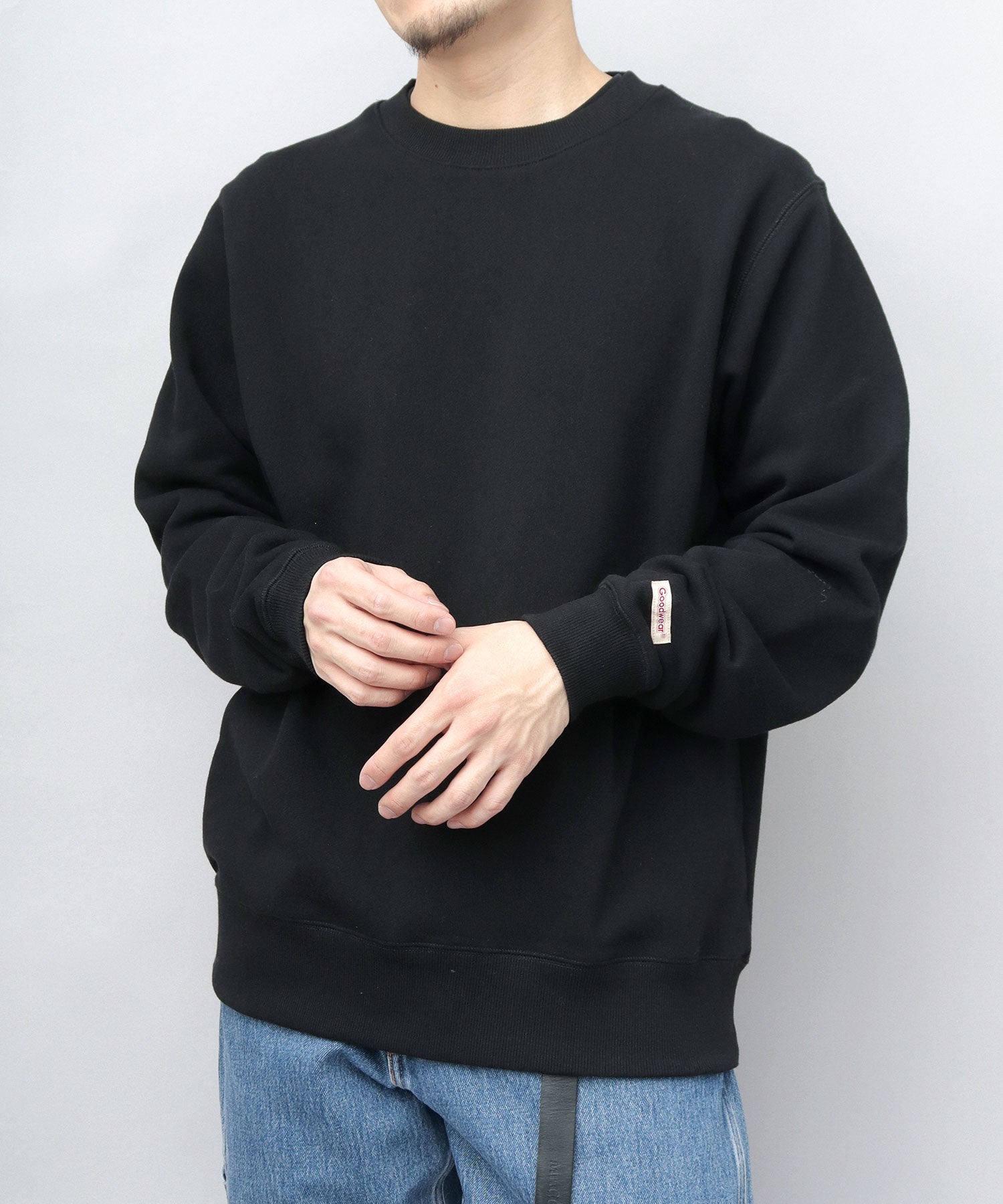 グッドウェア GOODWEAR USAコットン 裏毛（裏パイル） クルーネック スウェットトレーナー レギュラーシルエット （ブラック） ブラック