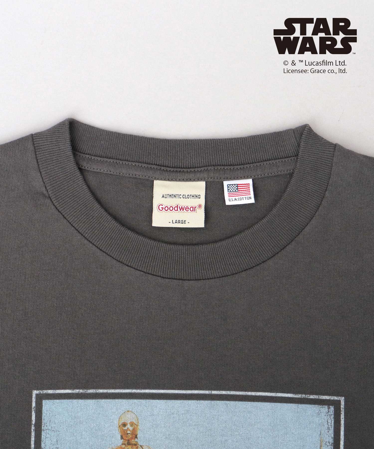 グッドウェア GOODWEAR STAR WARS プリント Tシャツ ビッグシルエット エピソード4 新たなる希望 フォースの覚醒 （チャコール-A） チャコール-A
