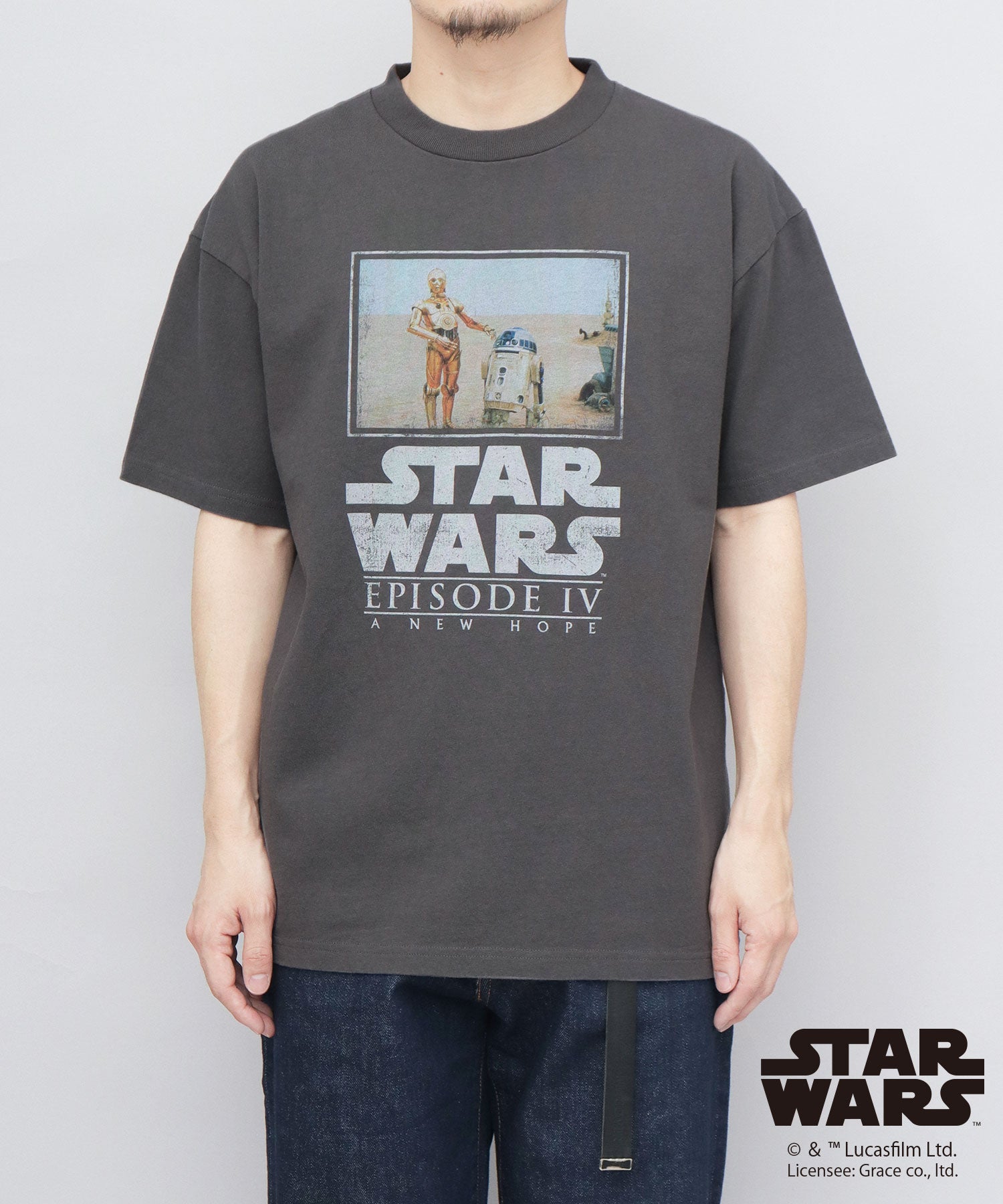 グッドウェア GOODWEAR STAR WARS プリント Tシャツ ビッグシルエット エピソード4 新たなる希望 フォースの覚醒 （チャコール-A） チャコール-A