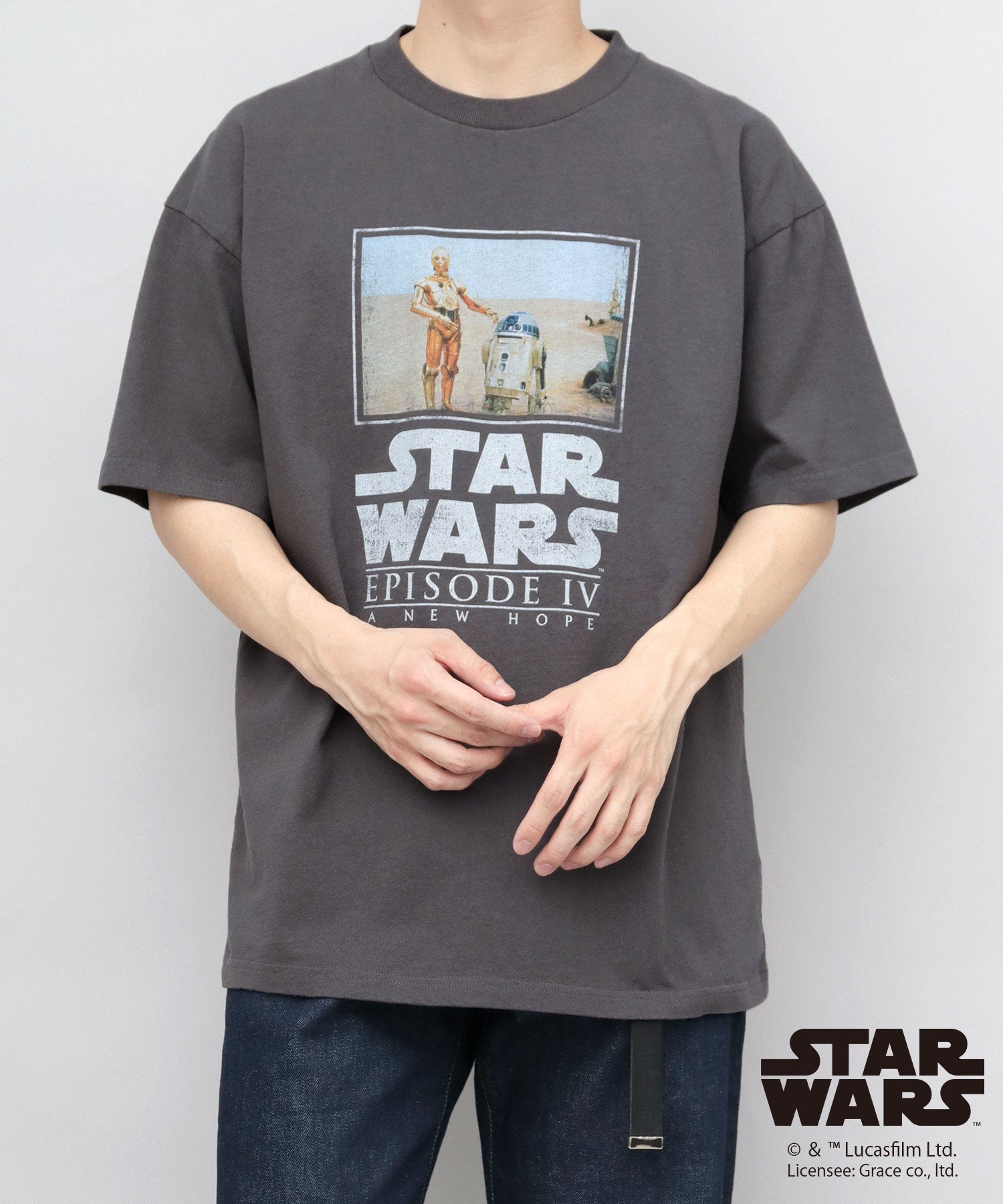 グッドウェア GOODWEAR STAR WARS プリント Tシャツ ビッグシルエット エピソード4 新たなる希望 フォースの覚醒 （チャコール） チャコール