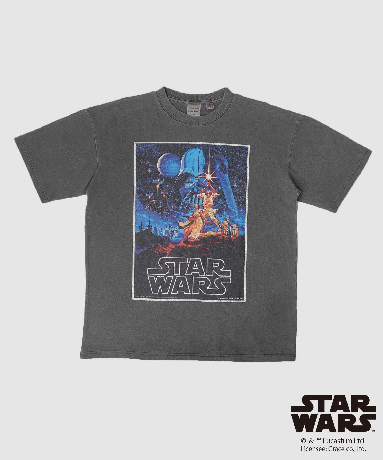 グッドウェア GOODWEAR STAR WARS クラックプリント Tシャツ ビッグシルエット 新たなる希望 帝国の逆襲 （チャコール-A） チャコール-A